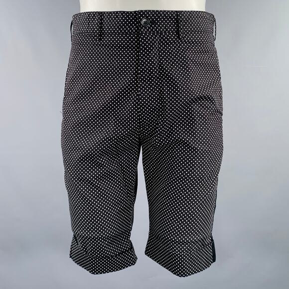ENGINEERED GARMENTS Size 32 Black White Polka Dot Cotton Zip Fly Shorts - Picture 1 of 6